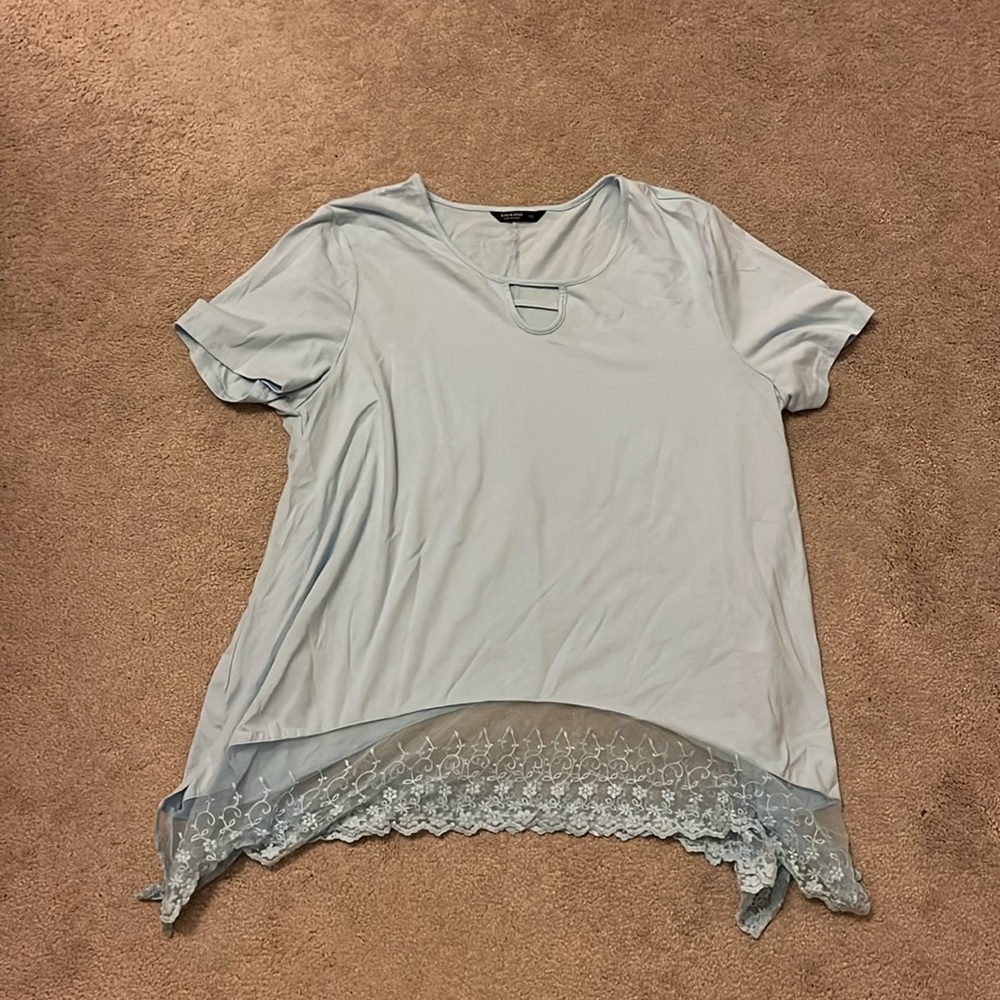 Light Blue Top with Lace Detail